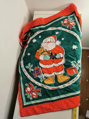 £9.99 • Buy Vintage Father Christmas Santa Sack Fabric 80s 90s Large 22”x28” Festive