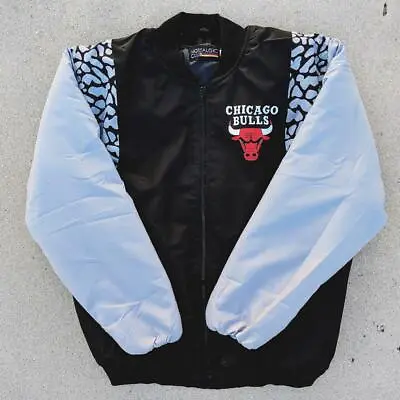 Brand New Nostalgic Club CHICAGO BULLS Black Gray Cement Satin Racing Jacket • $99.99