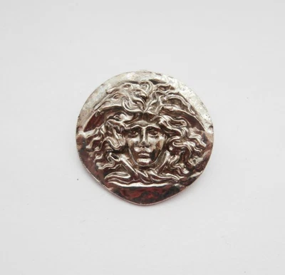 £17.50 • Buy BNWOT Vintage 1980's Round, Dark Silver Metal Medusa Brooch Genuine UK Deadstock
