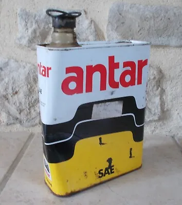 Vintage Oil Can Tin ANTAR SAE Yellow Auto Old Antique Vtg 2l France French • $25.85