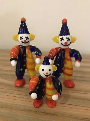 Murano?? Hand Blown Glass Clown Family Of 3 Figurine 11cm Unmarked Vintage? • £23.99