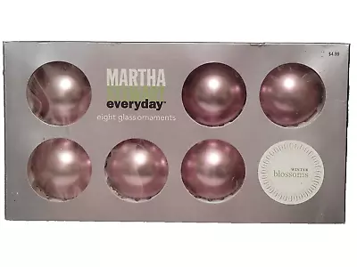 Martha Stewart Winter Blossoms Pink Mauve Christmas Ornaments Box Of 8 • $15.99