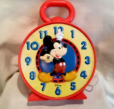 * Working * Talking * Disney Mickey Mouse  Clock Pull String Mattel Vintage 1981 • $19.99