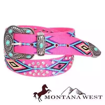 MONTANA WEST Pink Aztec Woven Western Belt 32 NWT • $30