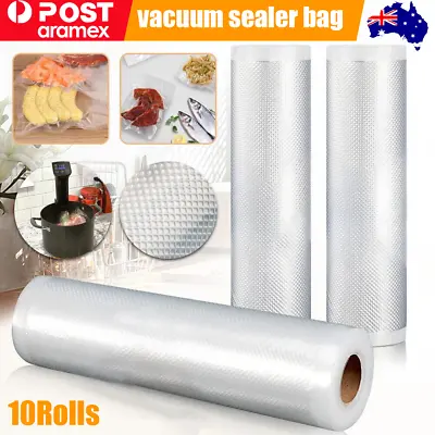 10 Rolls Vacuum Food Sealer Saver Bag Seal Storage Commercial Grade 20/25/28X6M • $9.69
