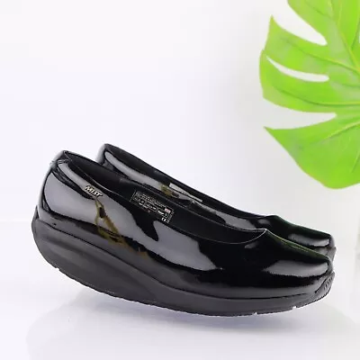 MBT Women's Hani 6S Ballet Shoe Size 10 Black Patent Rocker Sole Platform Flat • $94.37