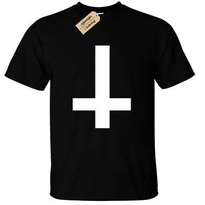 £10.99 • Buy Inverted Cross Mens T-Shirt Black Goth Rock