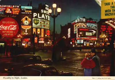Picture Postcard:-London Piccadilly Circus By Night [John Hinde] • $7.43