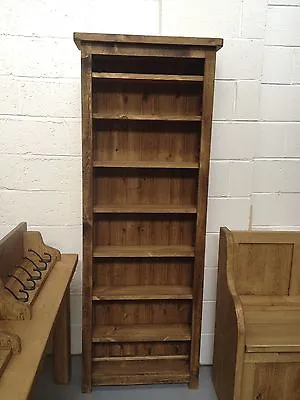 Rustic Pine Tall Bookcase With Drawers (MADE TO ANY SIZE) • £395