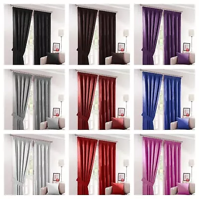 Pair Thermal Insulating Light Blackout Pencil Pleat Tape Top Ready-made Curtains • £18.99