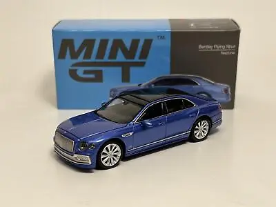 Bentley Flying Spur Neptune Blue LHD 1:64 Scale Mini GT MGT00351L • $20.95