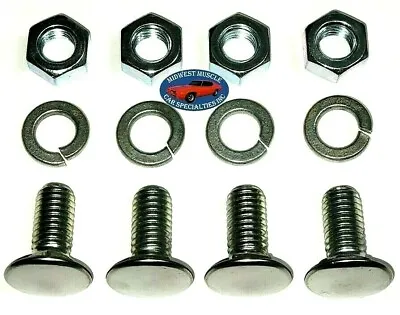 Ford 7/16-14x1 Stainless Capped Flat Pan Head Front Rear Bumper Bolts 4pcs G • $17.92