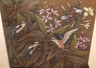 Oeboe -ka Original Acrylic On Canvas Birds Painting Ubud Bali • $399.99