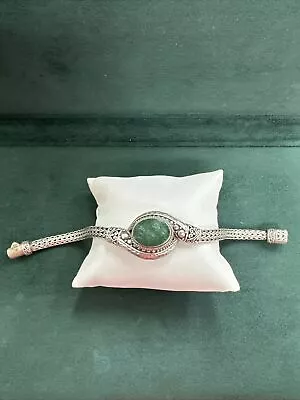 Vtg SARDA Filigree Sterling Silver  Bracelet - Jade Dragon Flies Design • $79.99