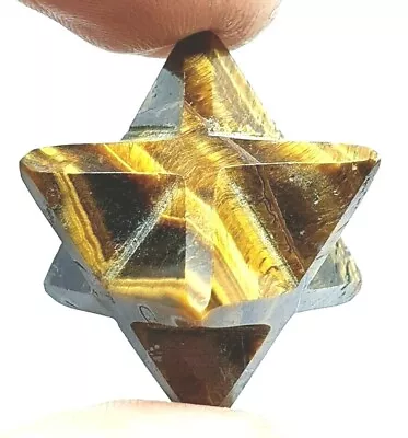 £3.85 • Buy Tigers Eye Merkaba Star Reiki Charged Natural Carved Confidence Gemstone