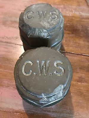 2 Vintage Large Brass Cart Lorry Hub Caps C.W.S. Co-Op Wholesale Society Antique • £15