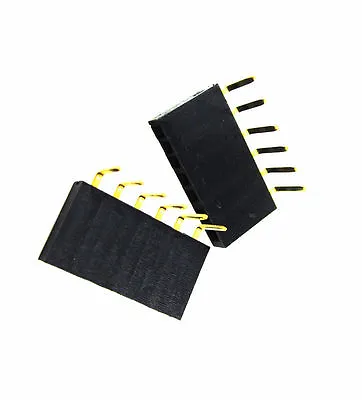 50PCS 2.54mm Pitch 1x6Pin Header Right Angle Female Single Row Socket Connector • $3.38