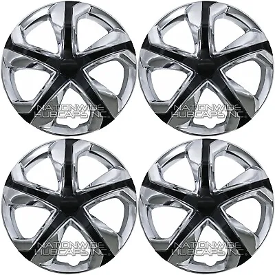 $49.99 • Buy 16  Chrome Black Set Of 4 Wheel Covers Snap On Hub Caps Fit R16 Tire & Steel Rim