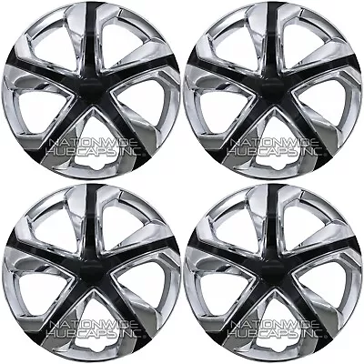 $59.99 • Buy 16  Chrome Black Set Of 4 Wheel Covers Snap On Hub Caps Fit R16 Tire & Steel Rim