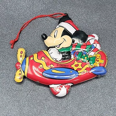 Disney's Mickey Mouse 2000 Candy Cane Scooter Motorcycle Christmas Tin Ornament • £13.62