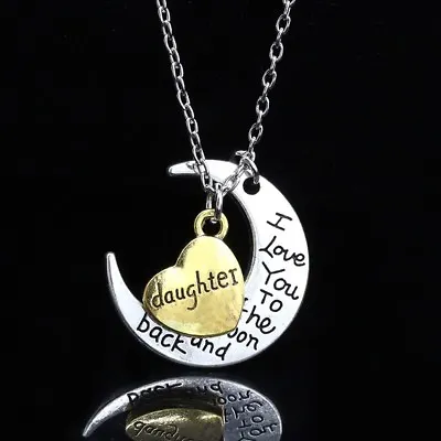 Mom I Love U To The Moon Back Necklace 925 Christmas Love Holiday Gifts Mother • $6.99