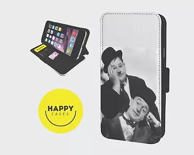 LAUREL HARDY CHARACTERS- Faux Leather Flip Phone Case Cover - IPhone/Samsung • £9.67