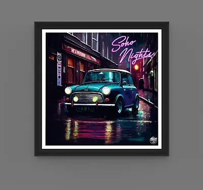 Classic Mini Cooper Soho Print - Classic Car Poster Wall Art Gift Artwork Decor • £21.25