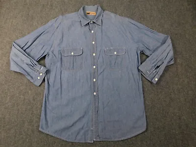 Vintage Big Mac Chambray Shirt Mens XLT Blue Workwear 90's Cotton Button Up • $24.95