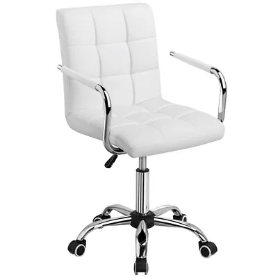 Home Office Chair Leather Computer Desk Chair Adjustable Swivel Chair With Arms • £92.99