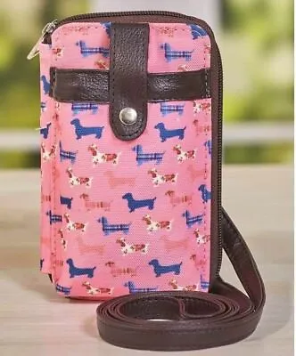 DACHSHUND PUP WEENIE DOG PET Lover ZIPPERED CROSSBODY Purse WALLET WRISTLET NIP • $29.99