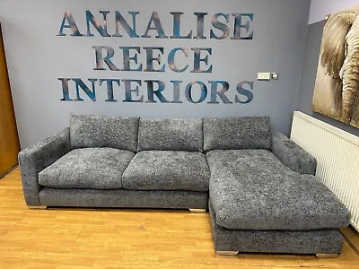 SOFOLOGY Majestic XL Right Facing 2 Piece Chaise Sofa In Charcoal Weave Chenille • £1595