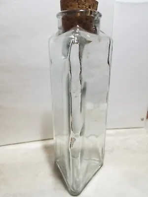 Vintage Glass Storage Bottle Triangle Shaped With Cork Bung 10  Tall • $6.50