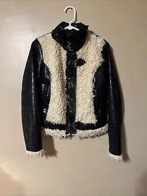 Vintage Baby Phat Faux Leather And Fur Coat Distressed Y2K M Medium • $48