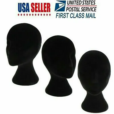 $14.99 • Buy Black Female Styrofoam Foam Mannequin Head Model Wig Glasses Hat Display Stand