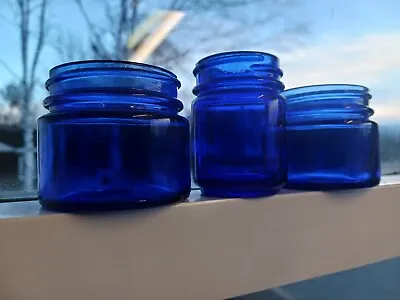Vintage Cobalt Blue Glass Bottles Jars Vicks Noxzema # 2 • $10.50