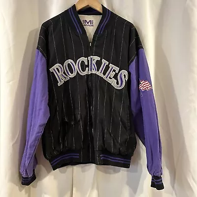 Vintage Colorado Rockies Varsity Jacket Mens Large Mirage Reversible RARE 90s • $110