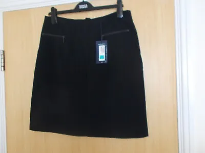 M&S Black Skirt Size 14 With 2 Front Zipped Pockets NEW! • £14.99
