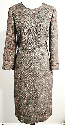 J. Crew Women Midi Dress Size 6 Black Long Sleeve Round Neck Zip Pencil Lined • $75