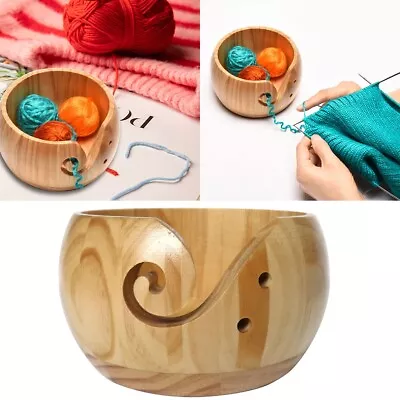 Wooden Yarn Bowl Knitting Crochet Holder Yarn Wool Storage Organizer Tool • £5.99