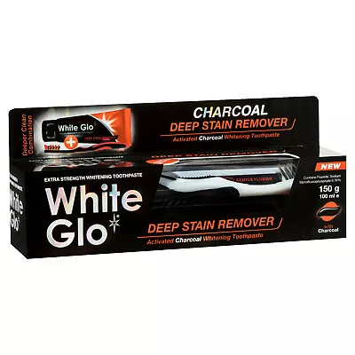 White Glo - Charcoal Deep Stain Remover Toothpaste 150g + Toothbrush • $6.99