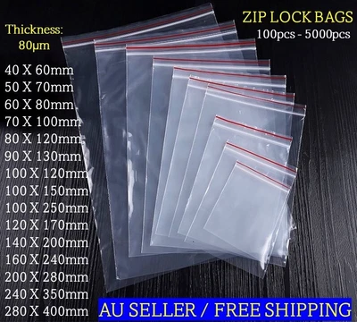 $778.95 • Buy 100-5000x AU Zip Lock Plastic Packing Bags Resealable WHOLESALE Price (80μm)