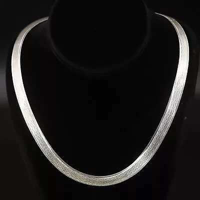 Sterling Silver - ITALY MILOR 10mm Herringbone Chain 20  Necklace - 28g • $2.99