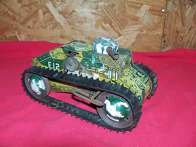 Antique Mar Toys Wind Up Toy Tank Pressed Stamped Metal Old Vintage Army Cannon • $59.95