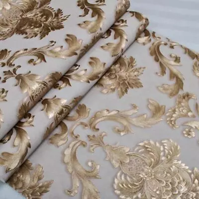 10M PVC Luxury Gold  Metallic Textured Damask Wallpaper Roll  Home Decor • $21.59