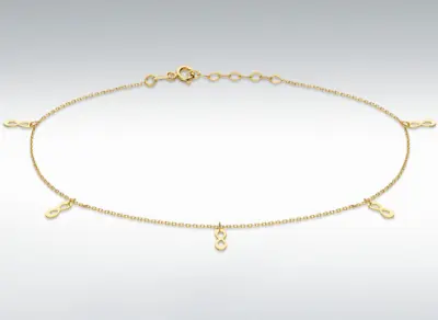 9ct Yellow Gold Figure 8 Adjustable Ankle Chain  9-10  • £94.38