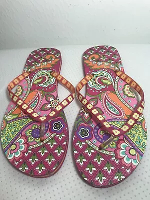 New Vera Bradley Pink Floral Heather Flip Flop Thongs Sandals Size 9-10 • $18