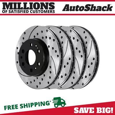 $148.38 • Buy Front & Rear Drilled Slotted Brake Rotors Black Set Of 4 For GMC Sierra 1500 V8