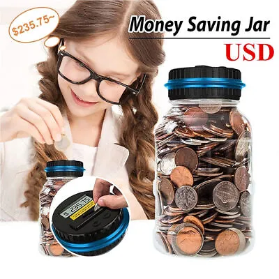 Digital LCD Coin Counter Counting Box Jar Money Saving Transparent Piggy Bank US • $15.66