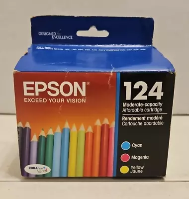 Epson 124 Cyan Magenta Yellow Color Ink Cartridges Combo Pack - New (exp. 2018) • $18.99