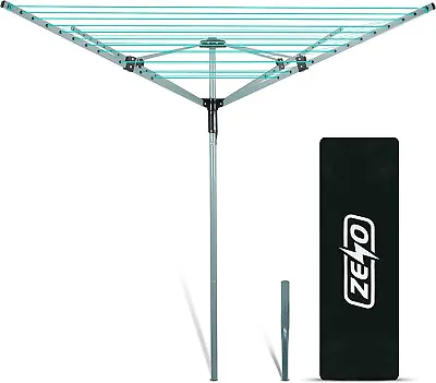 4 Arm Rotary Garden Washing Line Clothes Airer Dryer Outdoor Free Cover Spike • £21.75